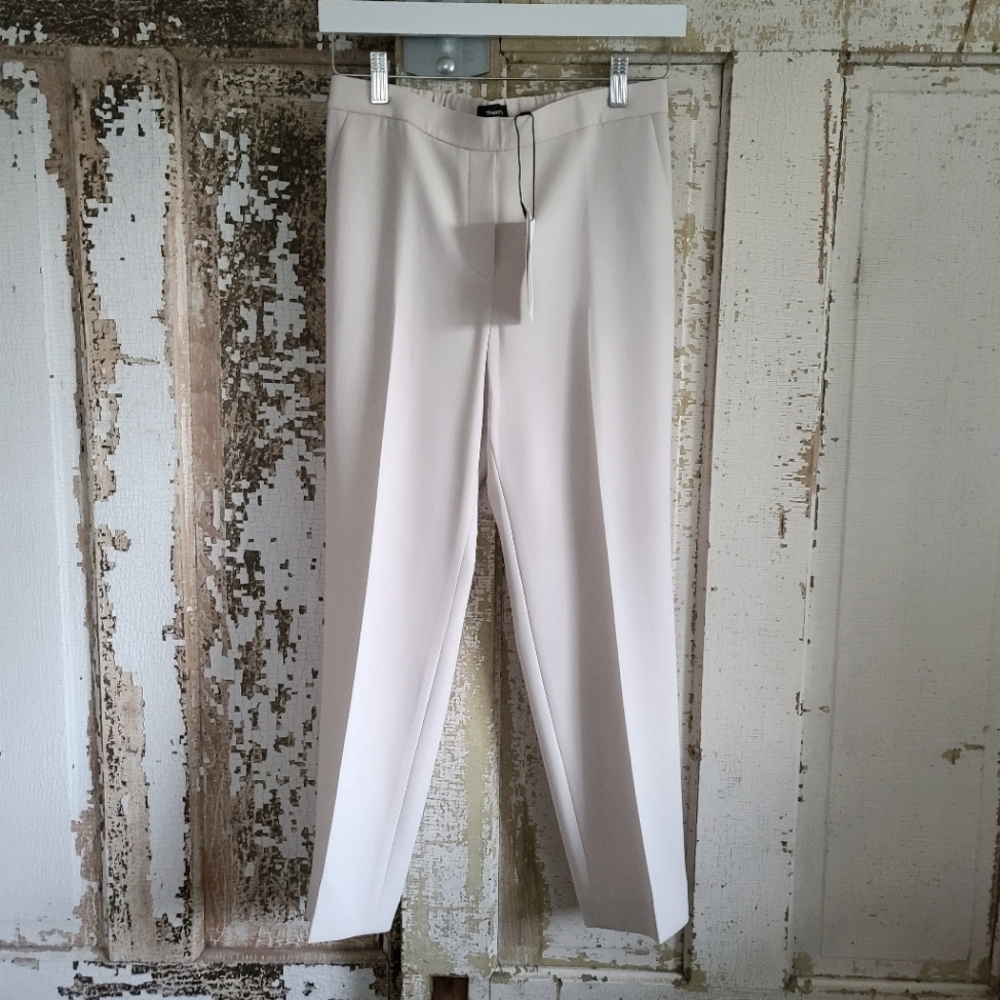 NWT Theory Admiral Crepe "Treeca" Pull-On Pants in Pumice Sz 4